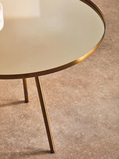 Corra Gold Finish Side Table with Mirrored Top