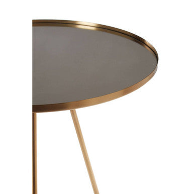 Corra Gold Finish Side Table with Mirrored Top