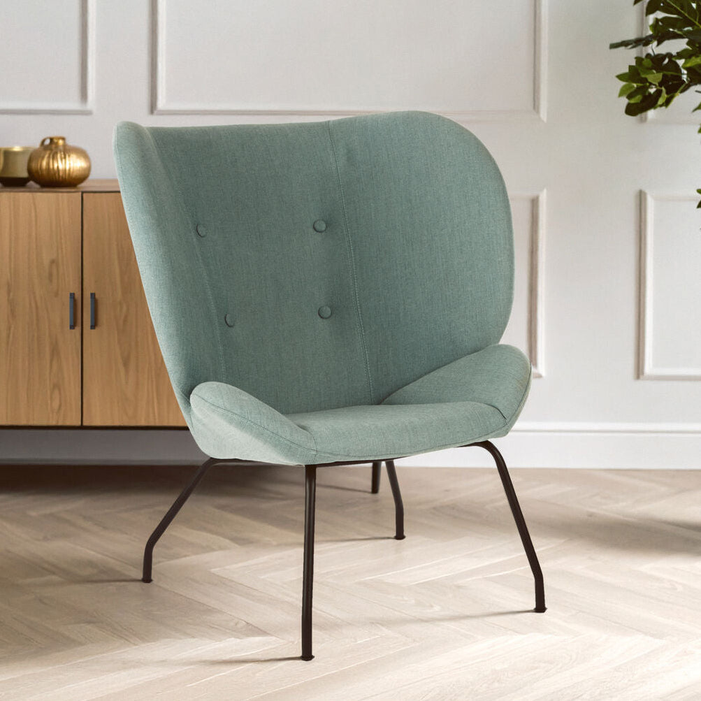 Kolding Green Fabric Button Tufted Accent Chair