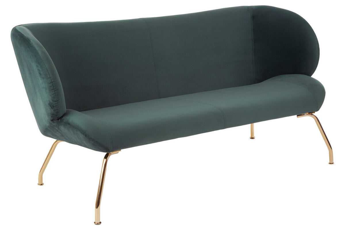 Kolding Green Fabric Curved Back 2 Seater Sofa