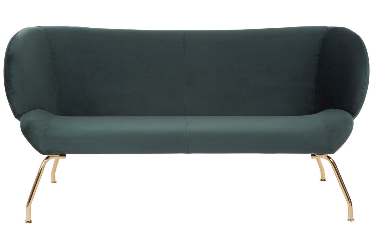 Kolding Green Fabric Curved Back 2 Seater Sofa