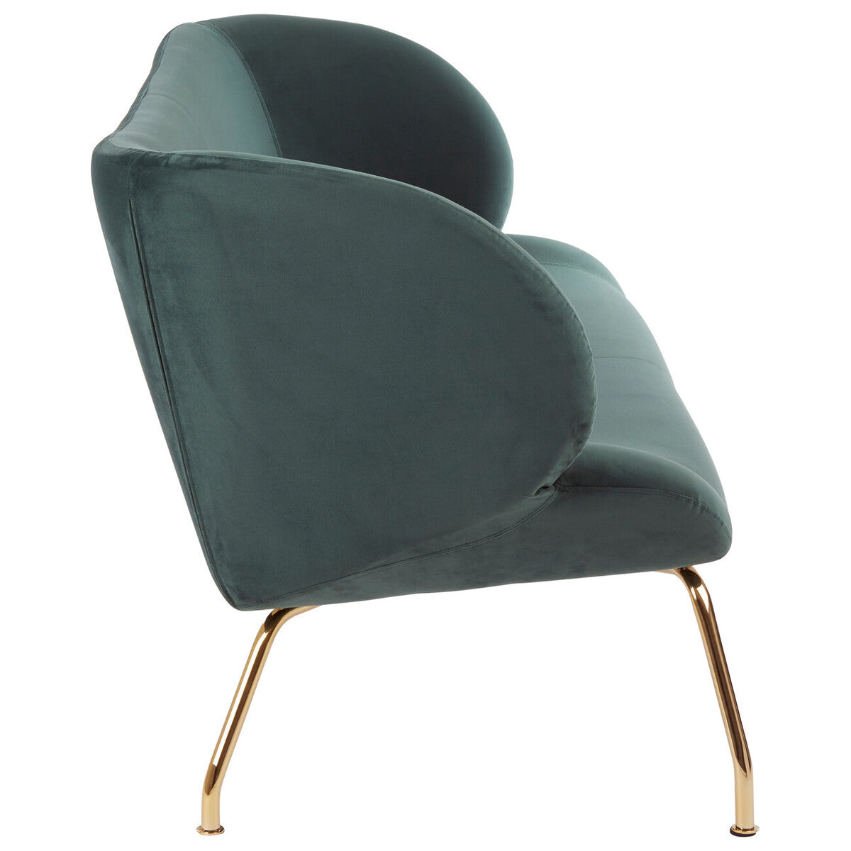 Kolding Green Fabric Curved Back 2 Seater Sofa