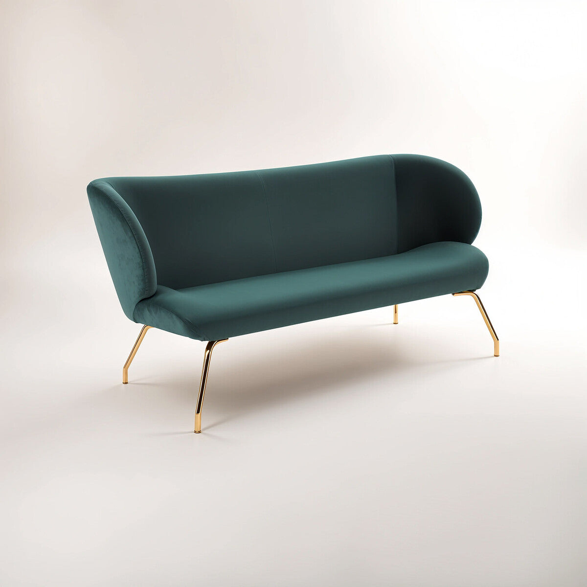 Kolding Green Fabric Curved Back 2 Seater Sofa
