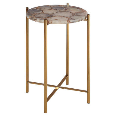 Vita Natural Agate and Gold Finish Side Table