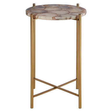 Vita Natural Agate and Gold Finish Side Table