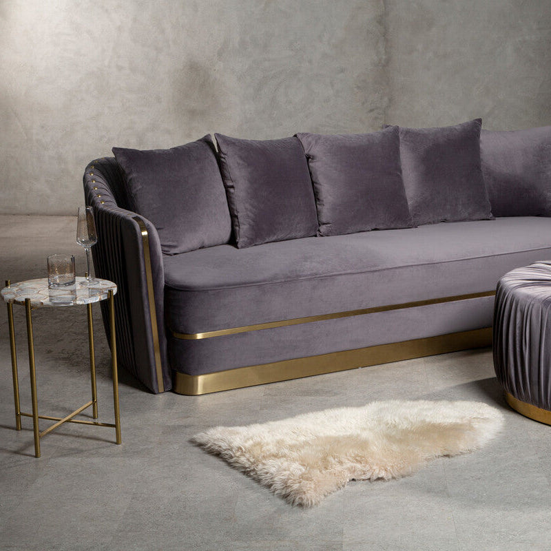 Vita Natural Agate and Gold Finish Side Table