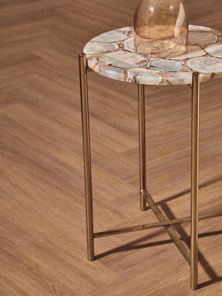 Vita Natural Agate and Gold Finish Side Table
