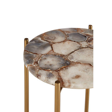 Vita Natural Agate and Gold Finish Side Table