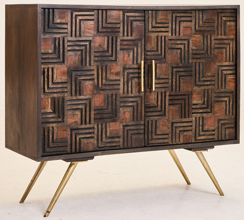 Surat Carved Mango Wood 2 Door Sideboard