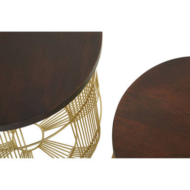 Agra Mango Wood and Brass Finish Set of 2 Side Tables