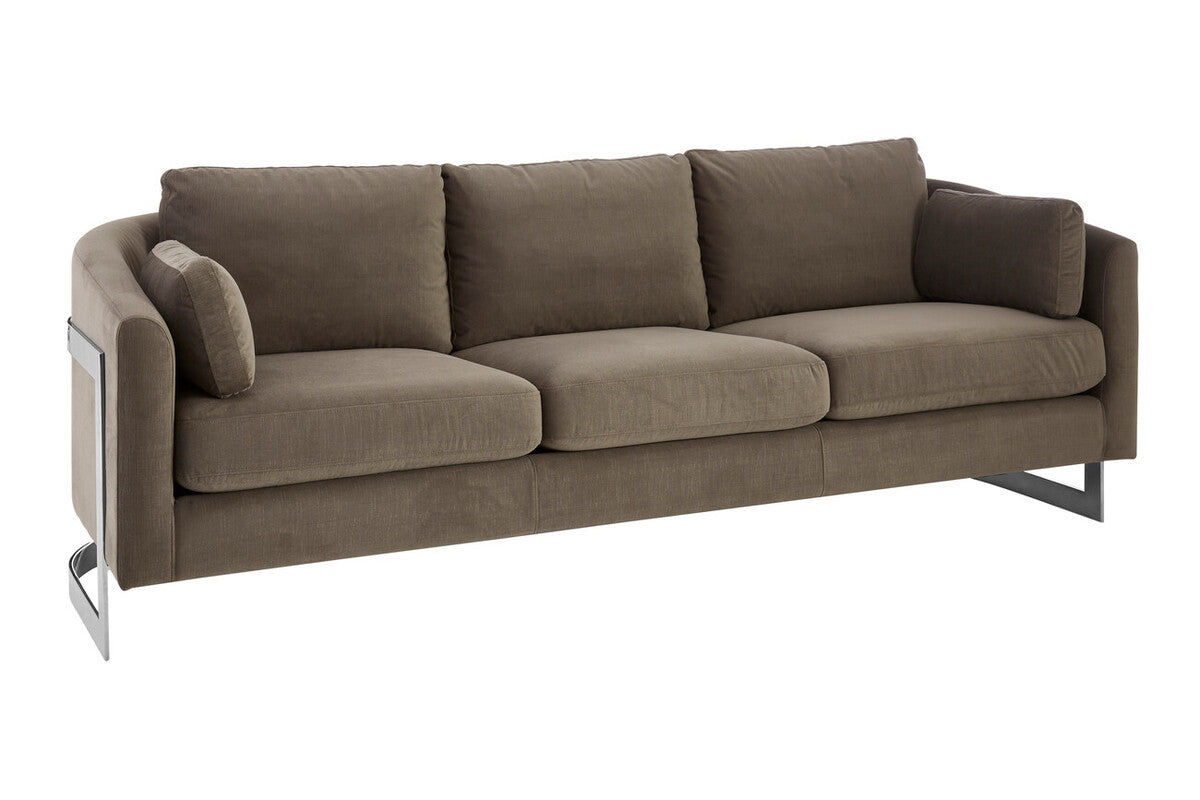 Freda Dark Grey Cotton Velvet 3 Seater Sofa