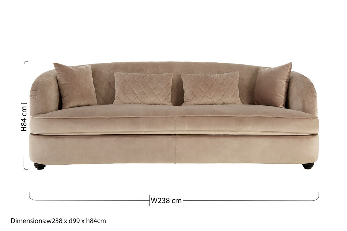 Fiji Grey Cotton Velvet 3 Seater Sofa
