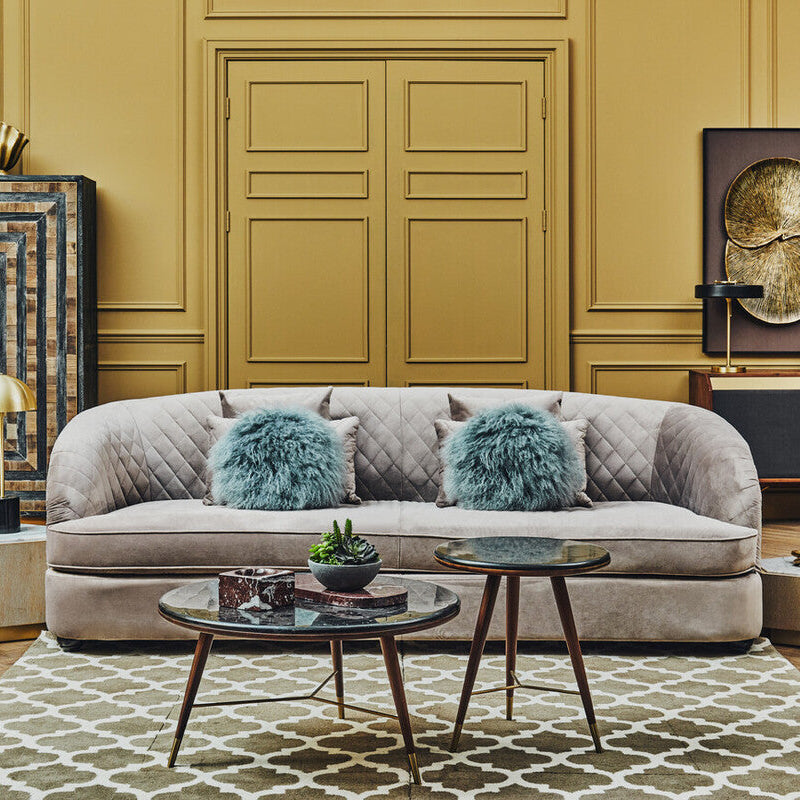 Fiji Grey Cotton Velvet 3 Seater Sofa