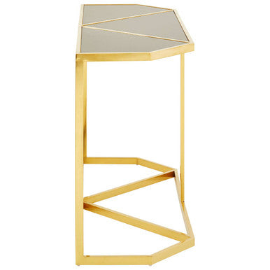 Horizon Black Glass and Gold Finish Console Table