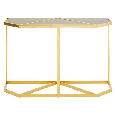 Horizon Black Glass and Gold Finish Console Table