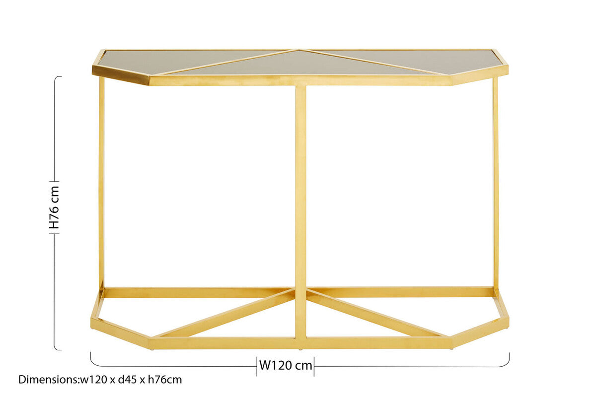 Horizon Black Glass and Gold Finish Console Table
