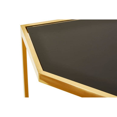 Horizon Black Glass and Gold Finish Console Table