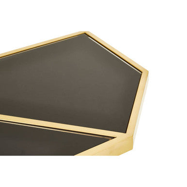 Horizon Black Glass and Gold Finish Console Table