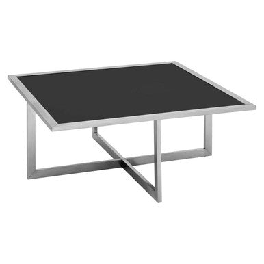 Horizon Black Glass and Silver Finish Set of 5 Nesting Coffee Tables