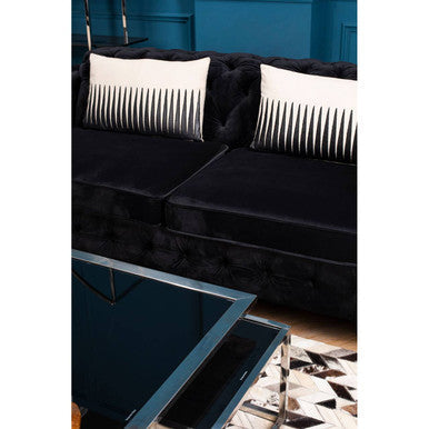 Horizon Black Glass and Silver Finish Set of 5 Nesting Coffee Tables
