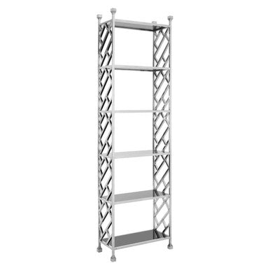 Horizon Black Glass and Silver Finish 6 Tier Shelf Unit