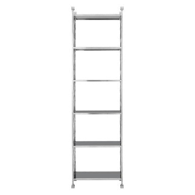 Horizon Black Glass and Silver Finish 6 Tier Shelf Unit