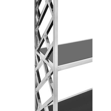 Horizon Black Glass and Silver Finish 6 Tier Shelf Unit