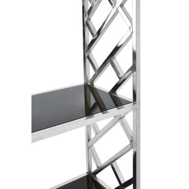 Horizon Black Glass and Silver Finish 6 Tier Shelf Unit