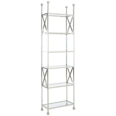 Horizon Clear Glass and Silver Finish 6 Tier Shelf Unit