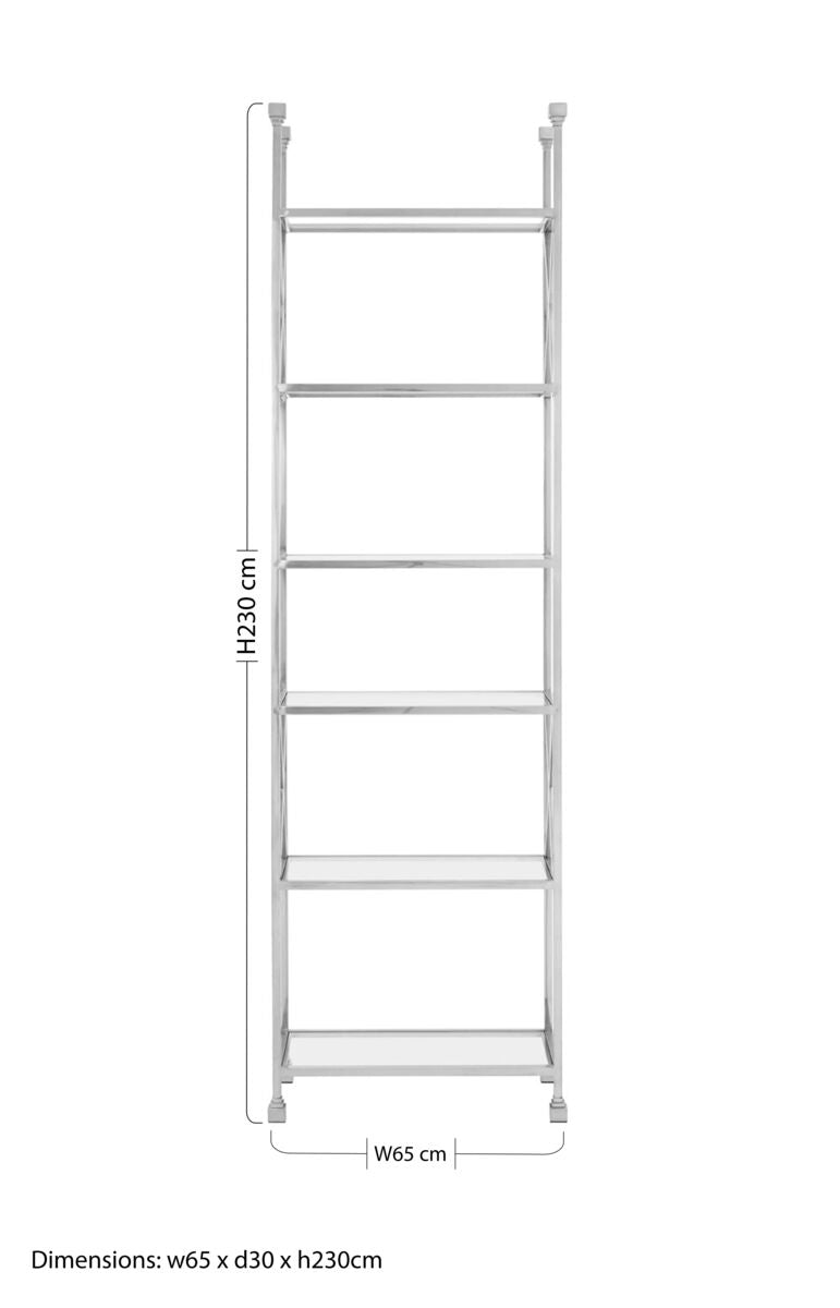 Horizon Clear Glass and Silver Finish 6 Tier Shelf Unit