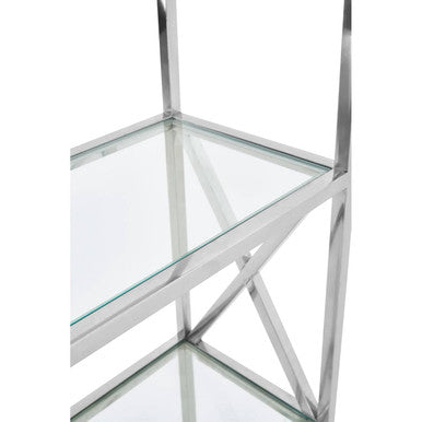Horizon Clear Glass and Silver Finish 6 Tier Shelf Unit