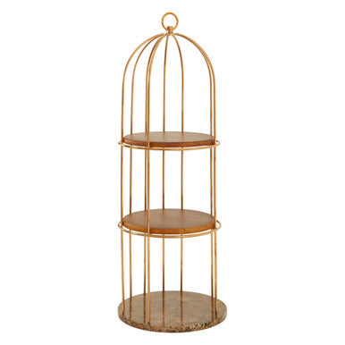 Horizon Rose Gold Finish 3 Tier Bird Cage Shelf Unit
