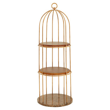 Horizon Rose Gold Finish 3 Tier Bird Cage Shelf Unit