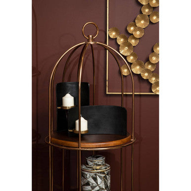 Horizon Rose Gold Finish 3 Tier Bird Cage Shelf Unit