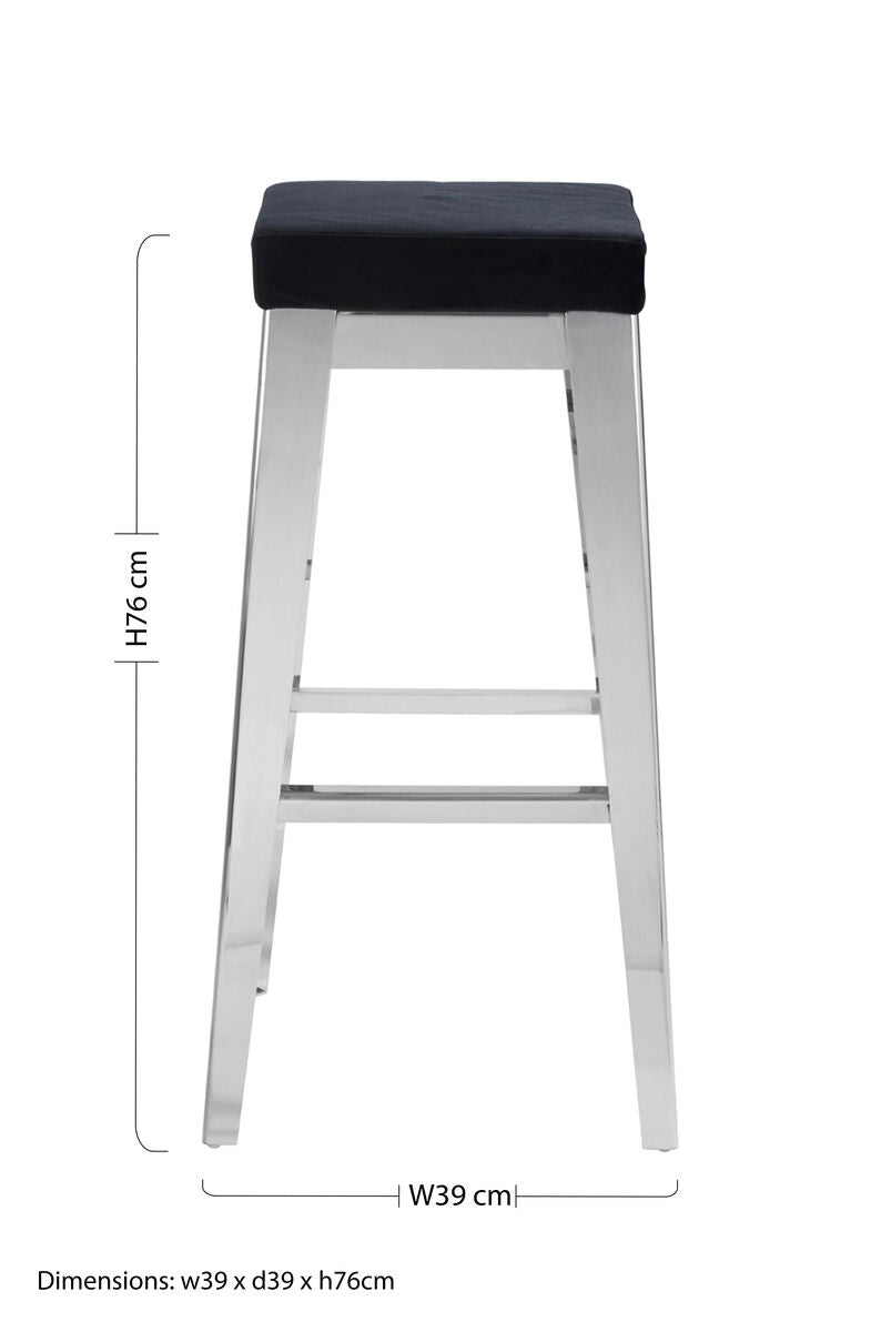 Horizon Black Velvet Bar Stool