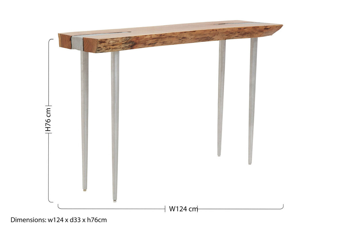 Almora Natural Acacia Wood Console Table with Live Edge