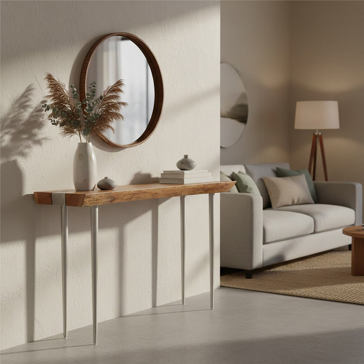 Almora Natural Acacia Wood Console Table with Live Edge