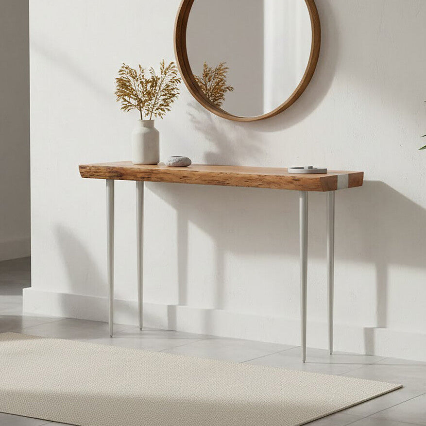 Almora Natural Acacia Wood Console Table with Live Edge