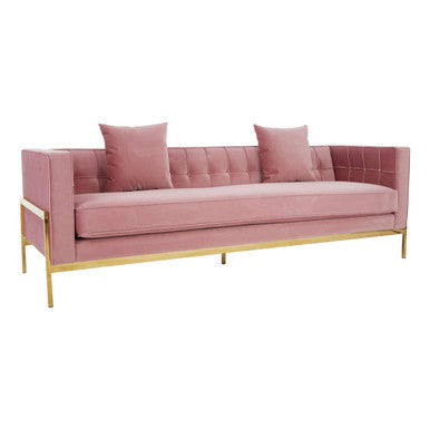 Rena Pink Velvet 3 Seater Sofa