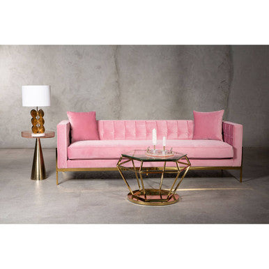 Rena Pink Velvet 3 Seater Sofa