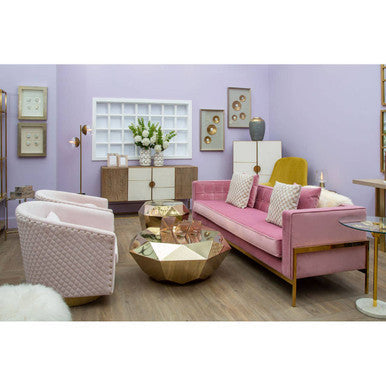 Rena Pink Velvet 3 Seater Sofa
