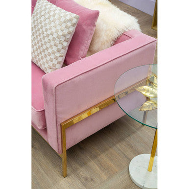 Rena Pink Velvet 3 Seater Sofa