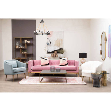Rena Pink Velvet 3 Seater Sofa