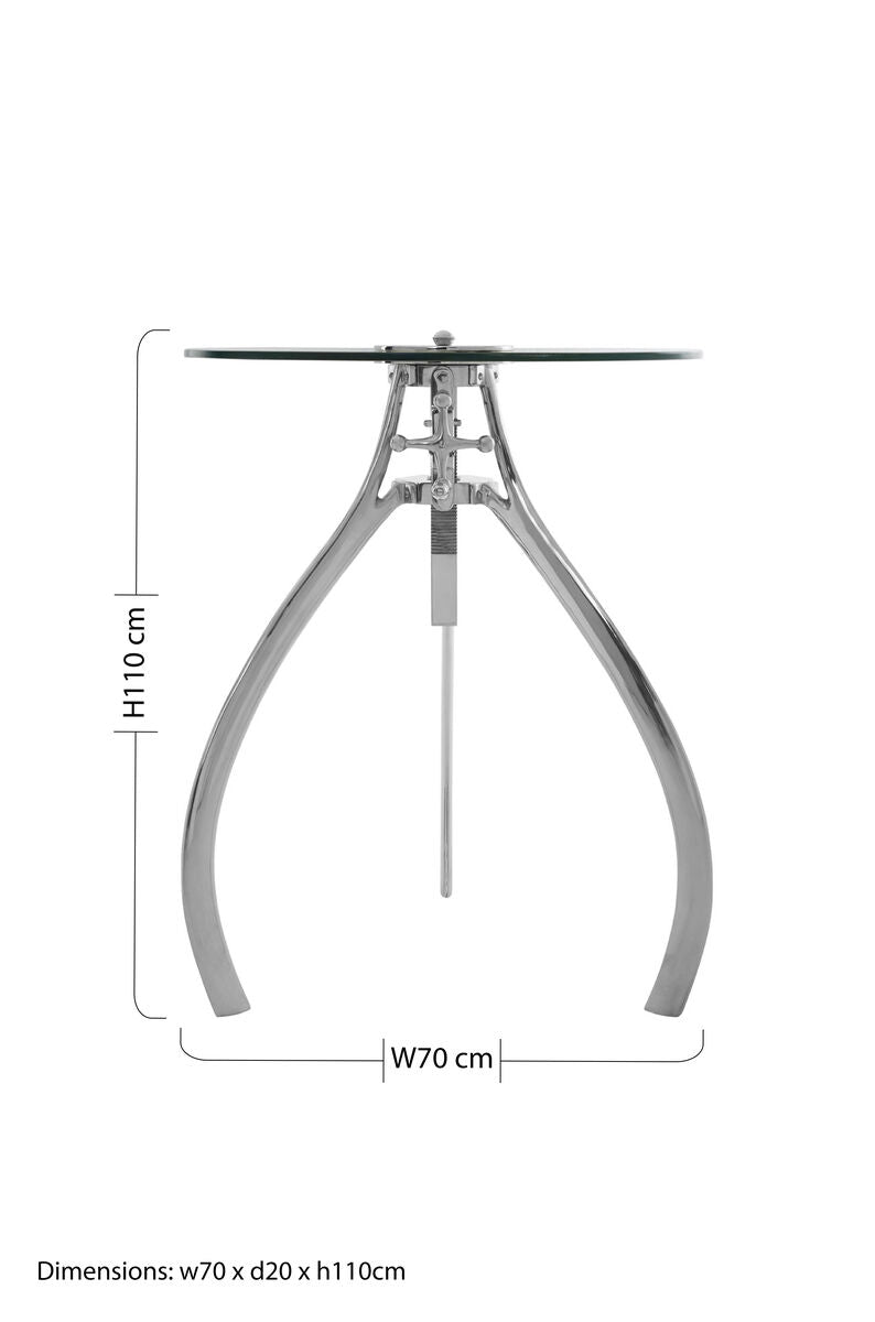 Maxi Silver Finish Adjustable Round Bar Table