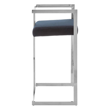 Azalea Black Velvet Bar Chair with Silver Finish Frame