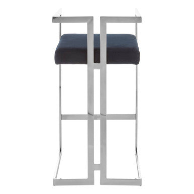 Azalea Black Velvet Bar Chair with Silver Finish Frame