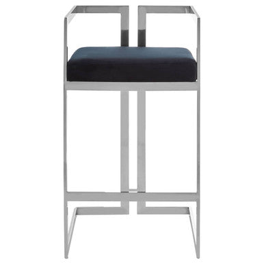 Azalea Black Velvet Bar Chair with Silver Finish Frame