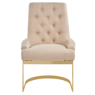 Natural Linen Button Tufted Dining Chair