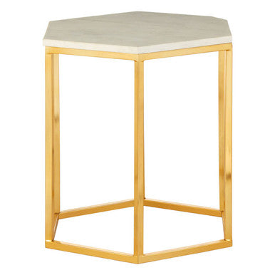 Templar White Marble Hexagonal Side Table