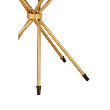 Black Marble Top Round Side Table with Warm Gold Intersecting Stainless Steel Legs | Templar